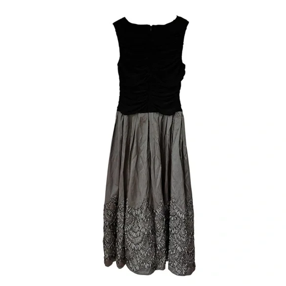 Ignite Evenings Black and Gray Embroidered Midi Dress, 14P - Picture 5 of 13